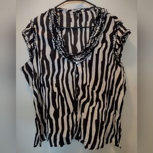 Milano BlouseBlack and White Striped Women's Top